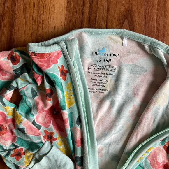 Little One Shop 12-18M Bamboo Floral Zippy - Picture 3 of 4